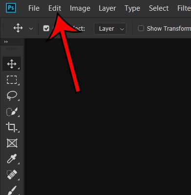 open the photoshop cc edit menu