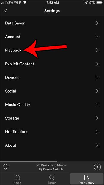 iphone spotify playback settings