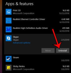 How to Uninstall Skype in Windows 10