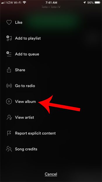 how to view album for playlist song on iphone