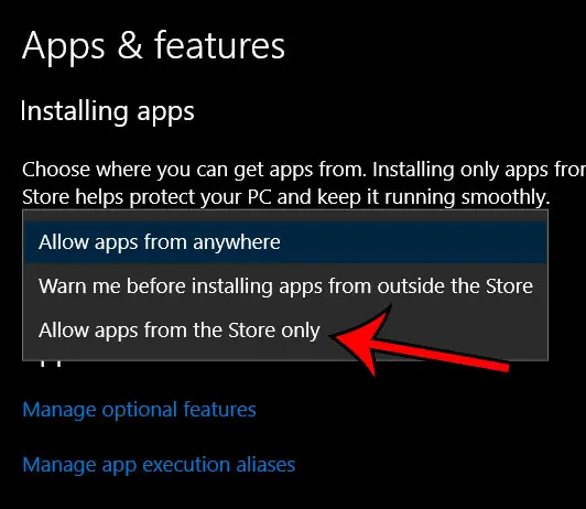 only allow apps from microsoft store in windows 10