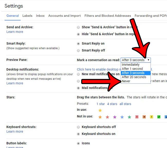 how to stop marking conversations as read if you viewed them in the preview panel