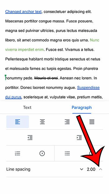 how to double space in the google docs ios app