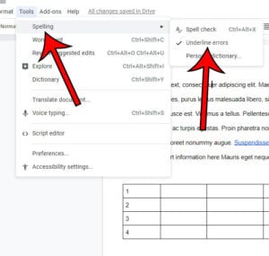 How to Stop Underlining Spelling Mistakes in Google Docs