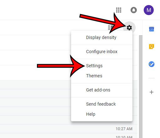 open the gmail settings menu