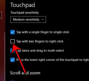 How to Change the Right Click on Touchpad Setting in Windows 10