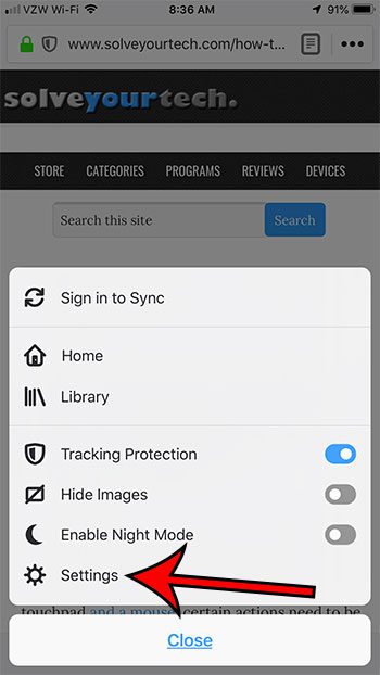 firefox iphone settings