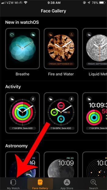 select the my watch tab