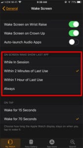 How to Change When the Apple Watch Wakes with the Last-Used App