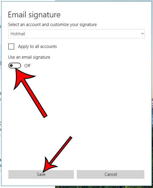 how to remove the sent from windows 10 mail signature