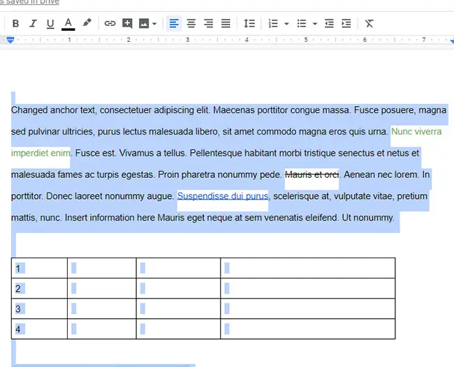 selected text with same formatting in google docs