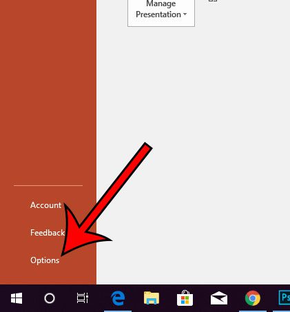 open powerpoint options