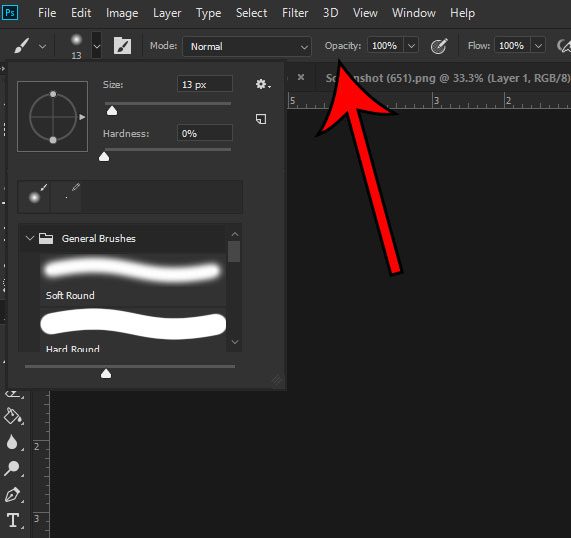 adjust brush settings