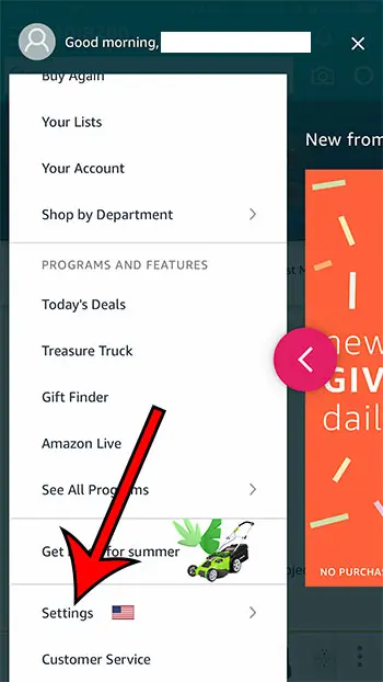 open amazon app settings