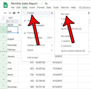 How to Stop Freezing Rows in Google Sheets