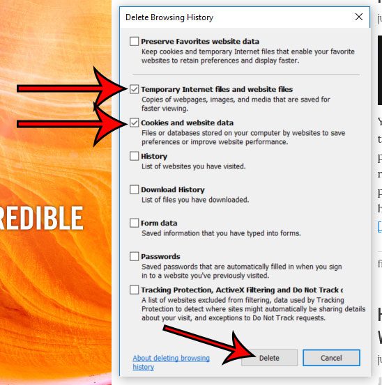how to clear cache in internet explorer 11