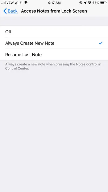 how to quickly make a new note on iphone