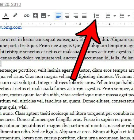 click line spacing in the toolbar