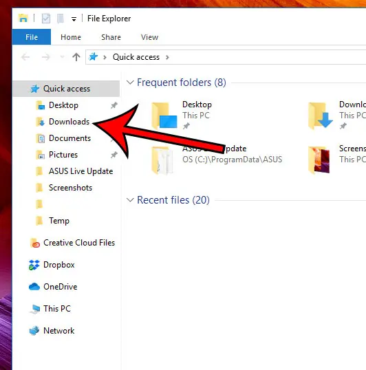 how to open the downloads folder in windows 10