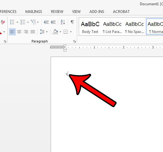 add square root symbol in word with keyboard shortcut