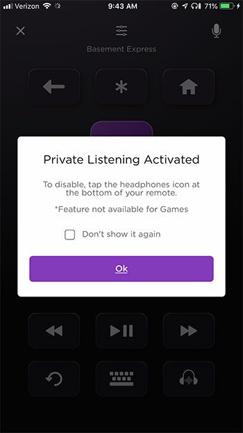 private listening mode activated