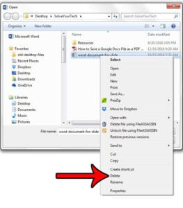 how to delete word documents