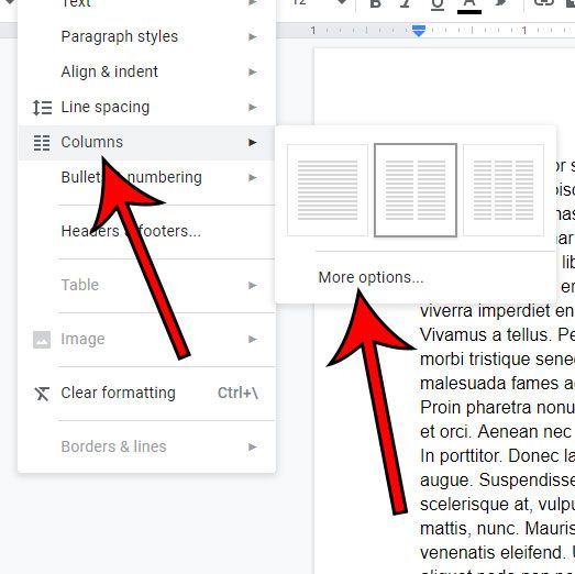 click Columns, then More options