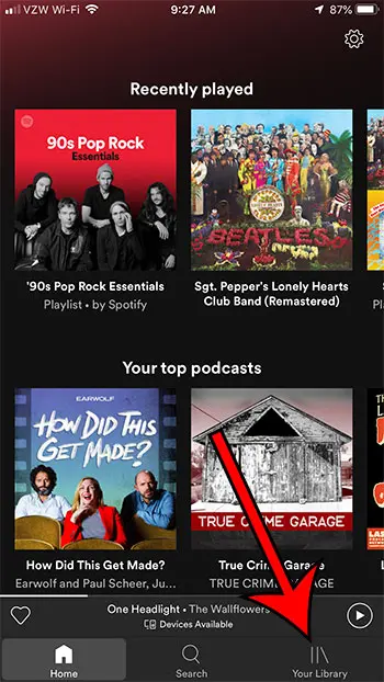 choose the Your Library tab