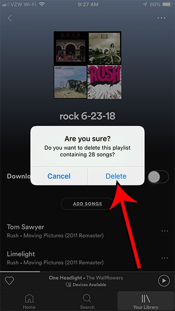 how to delete a Spotify playlist