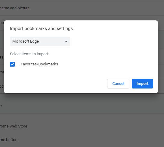 how to import bookmarks to Google Chrome from Microsoft Edge
