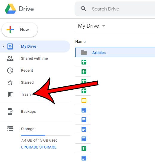 click the Trash tab