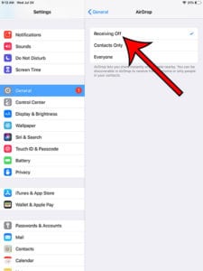 How to Turn Off AirDrop Receiving on an iPad