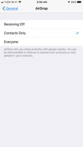 Where is the AirDrop Setting on My iPhone 7?