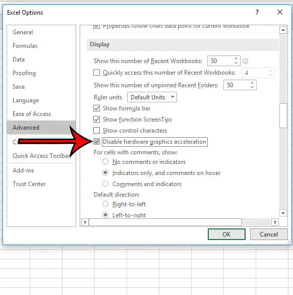 How to Disable Hardware Acceleration in Microsoft Excel for Office 365