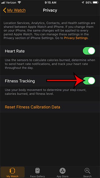 how to turn Fitness Tracking on or off on an Apple Watch