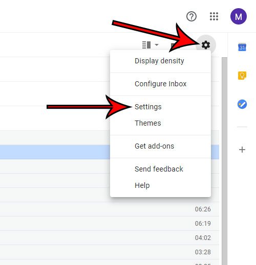 open Gmail settings