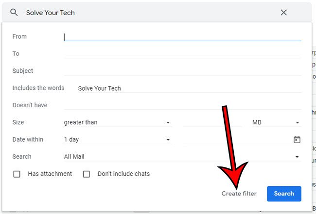 create a filter from a search term