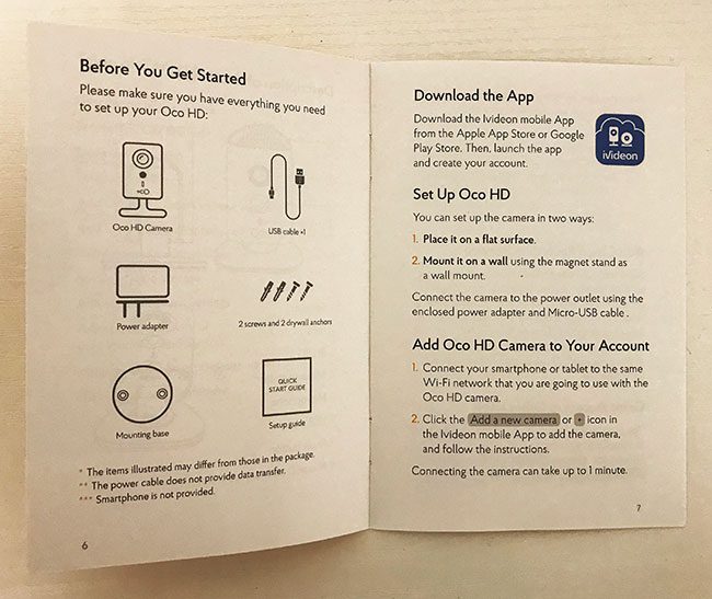 OCO HD camera instruction booklet