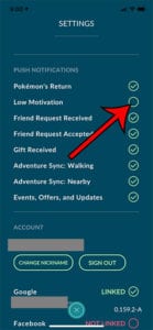 How to Disable Low Motivation Notifications in Pokemon Go