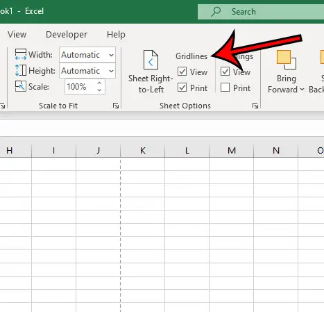 how to add gridlines in Excel 2016