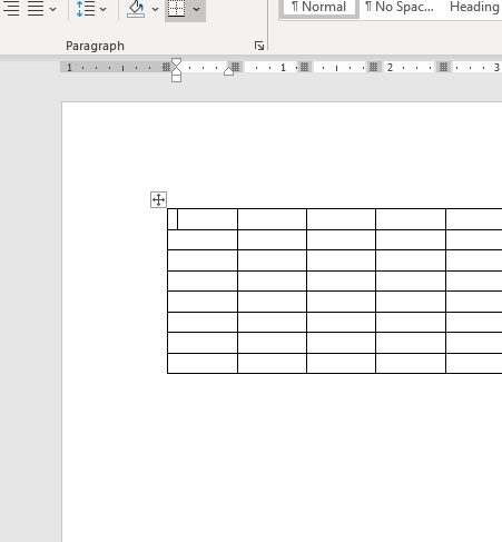 click inside a table cell