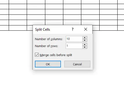 how to unmerge cells in Word 2016