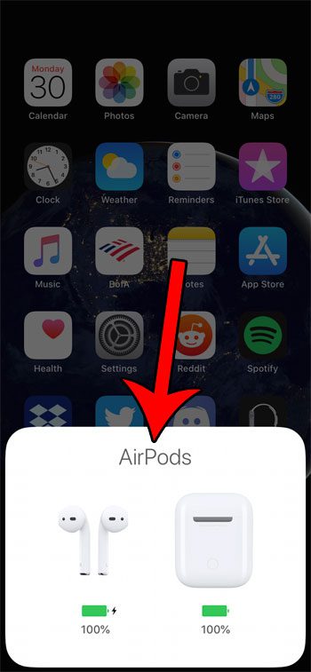 how to view battery life on Airpods