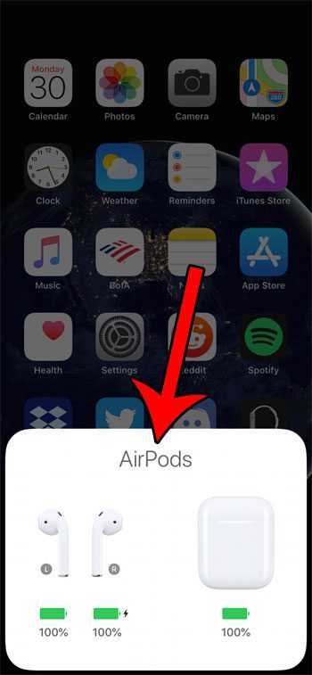 how to view battery life for individual Airpods