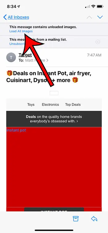 iPhone email what is Load All Images