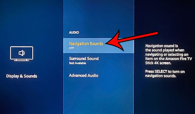 how to turn off navigation sounds on the Amazon Fire TV Stick