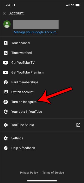 how to go incognito in YouTube on an iPhone