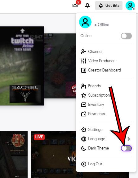 how to enable or disable dark mode in Twitch on Google Chrome