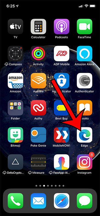 open the Microsoft Edge iPhone app