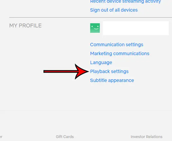 select the Playback settings option